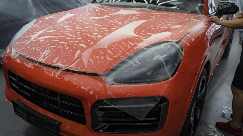 Защита кузова матовой антигравийной пленкой Porsche Cayenne 1 Защита кузова матовой антигравийной пленкой Porsche Cayenne