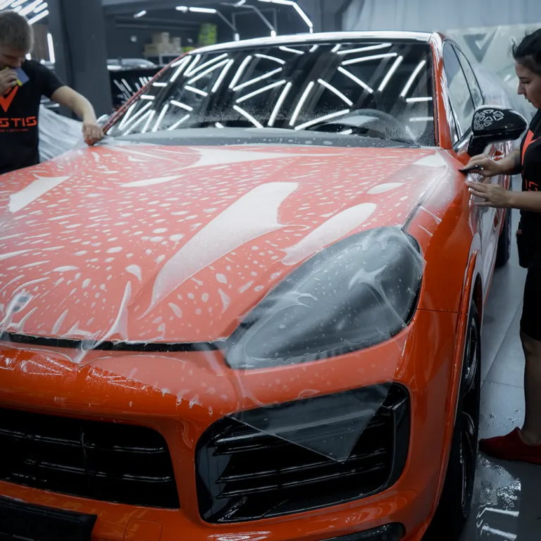 Защита кузова матовой антигравийной пленкой Porsche Cayenne