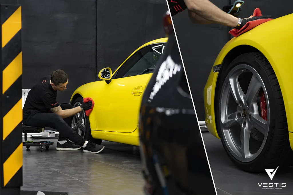 Полировка и нанесение керамики на кузо Porsche 911 Carrera