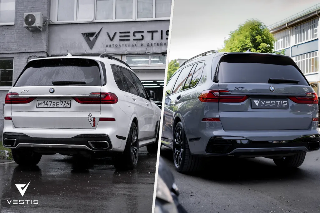 Цветная антигравийная пленка и ламинация карбоном BMW X7