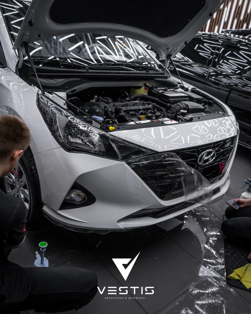 Полная оклейка антигравийной пленкой Hyundai Solaris