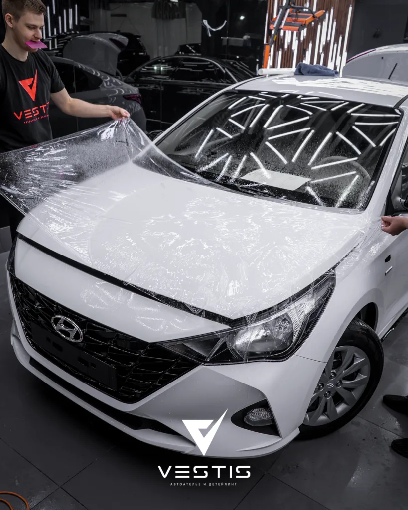 Полная оклейка антигравийной пленкой Hyundai Solaris