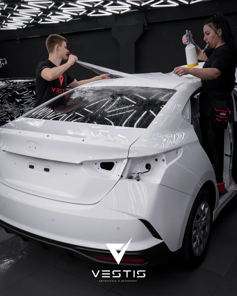 Полная оклейка антигравийной пленкой Hyundai Solaris