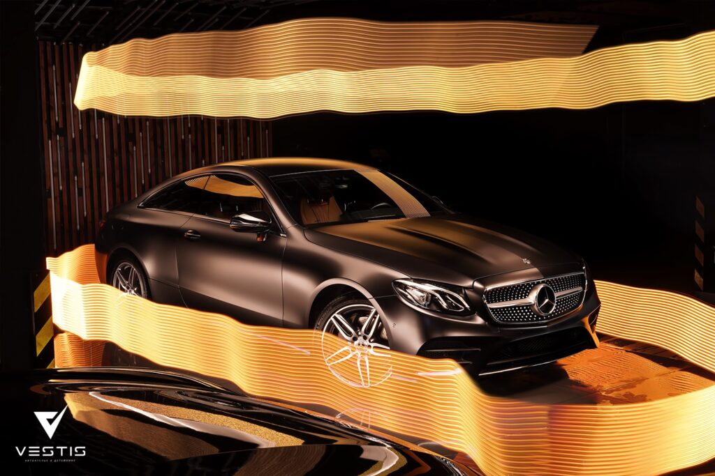 Защита кузова Mercedes-Benz E Coupe матовой пленкой Suntek 11 Mercedes Benz E Coupe Матовая пленка и антихром24