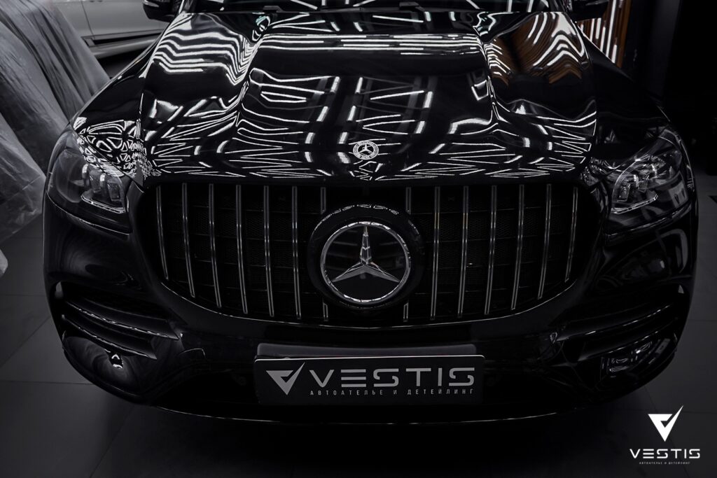 Mercedes Benz GLS Полная матовая оклейка расклейка обвесы и пороги подкапывание окрас28