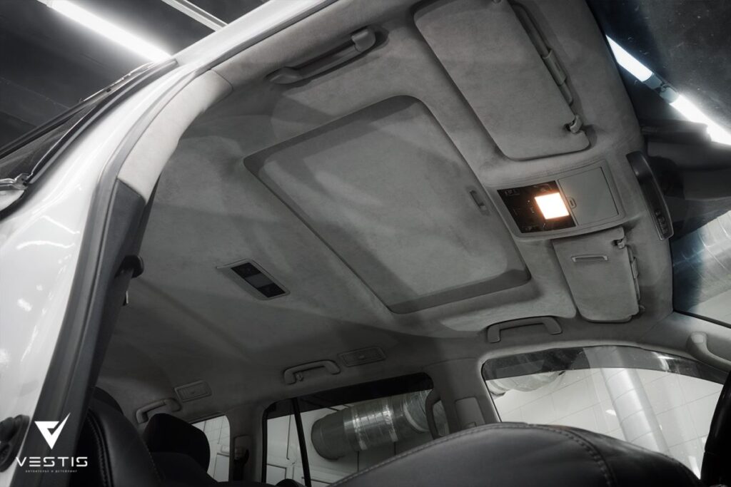 Lexus LX570 Перетяжка потолка и стоек в серую Алькантару14 1200x800