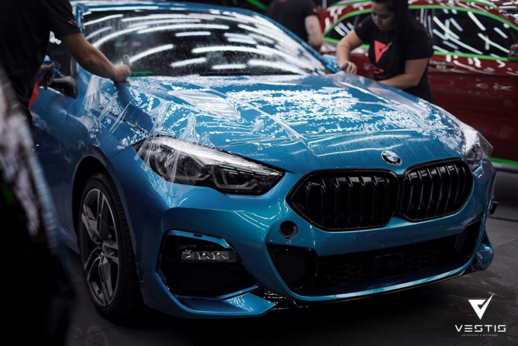 BMW 2 Защита антигравийной пленкой и установка сетки в бампер6 1200x800