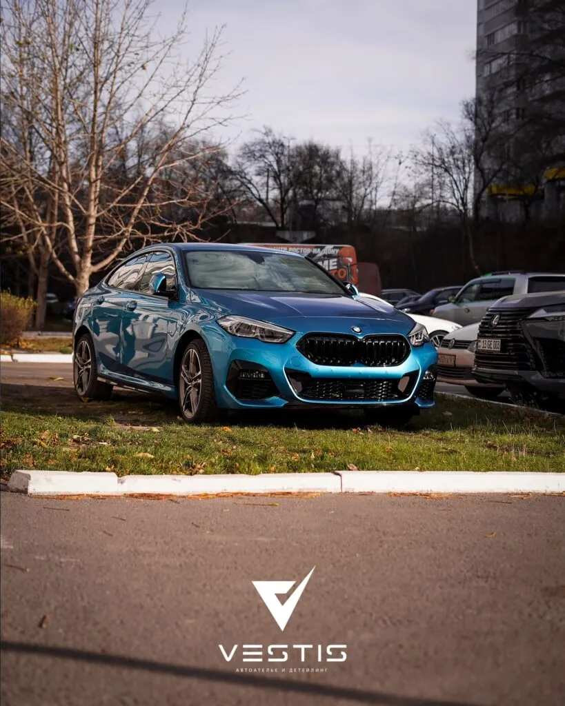 BMW 2 Защита антигравийной пленкой и установка сетки в бампер9