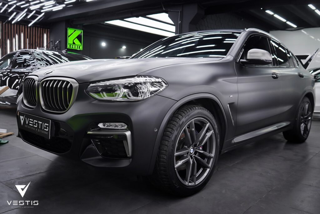 Полная оклейка BMW X4 матовой антигравийной пленкой 8 BMW X4 Матовая пленка10