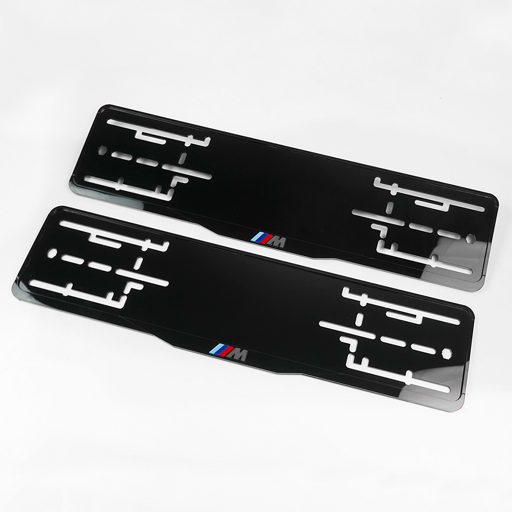 Комплект акриловых рамок госномера BMW M Performance (передняя+задняя), чёрные с серым логотипом и триколором внизу 1 Комплект акриловых рамок госномера BMW M Performance (передняя+задняя), чёрные с серым логотипом и триколором внизу