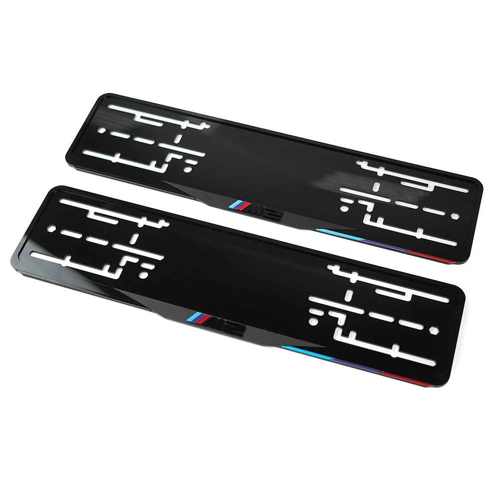 Комплект акриловых рамок госномера BMW M2 Competition (передняя+задняя), чёрные с серым фоном/чёрным логотипом 1 Комплект акриловых рамок госномера BMW M2 Competition (передняя+задняя), чёрные с серым фоном/чёрным логотипом
