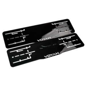 Комплект акриловых рамок госномера Voyah (передняя+задняя), чёрные с белым логотипом
